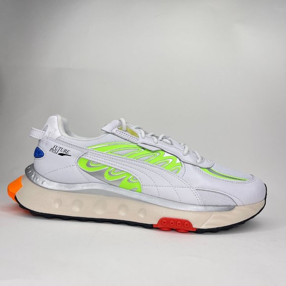 Puma Men\'s Wild Rider Tecno White Green Glare Sneakers Size 10.5 381596-03 main image 7